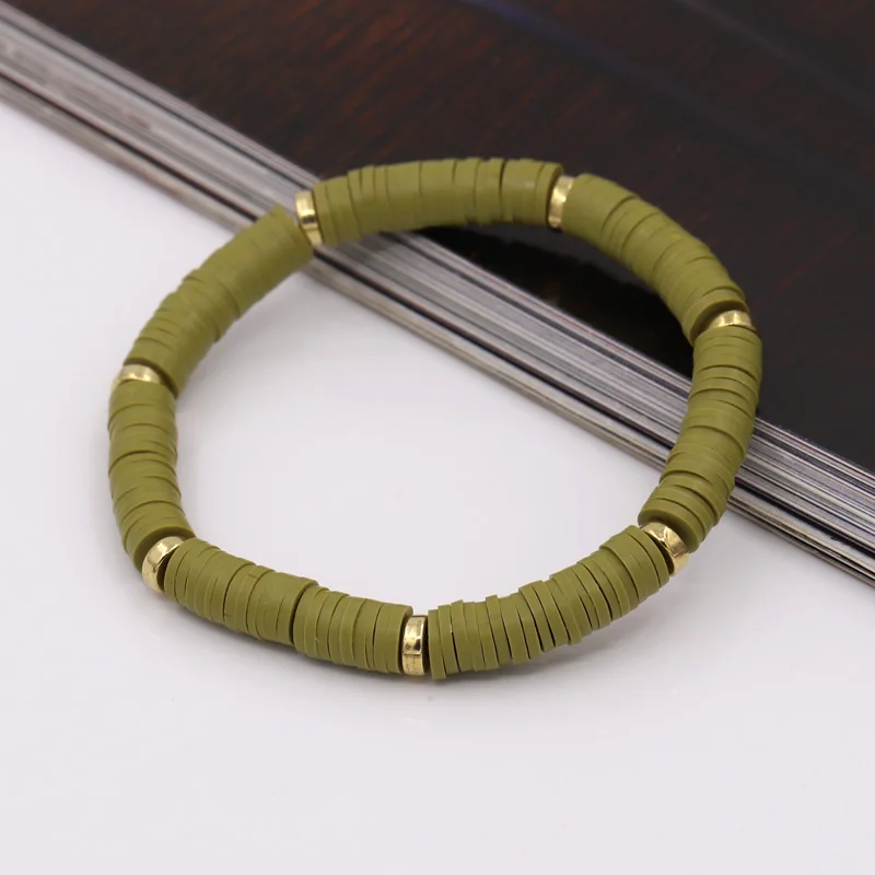 Boho Schmuck Armbänder für Frauen Mode Regenbogen Bunte Polymer Clay Perlenarmband Geschenk Damen Mädchen Handgelenk-Accessoires – Detail 16