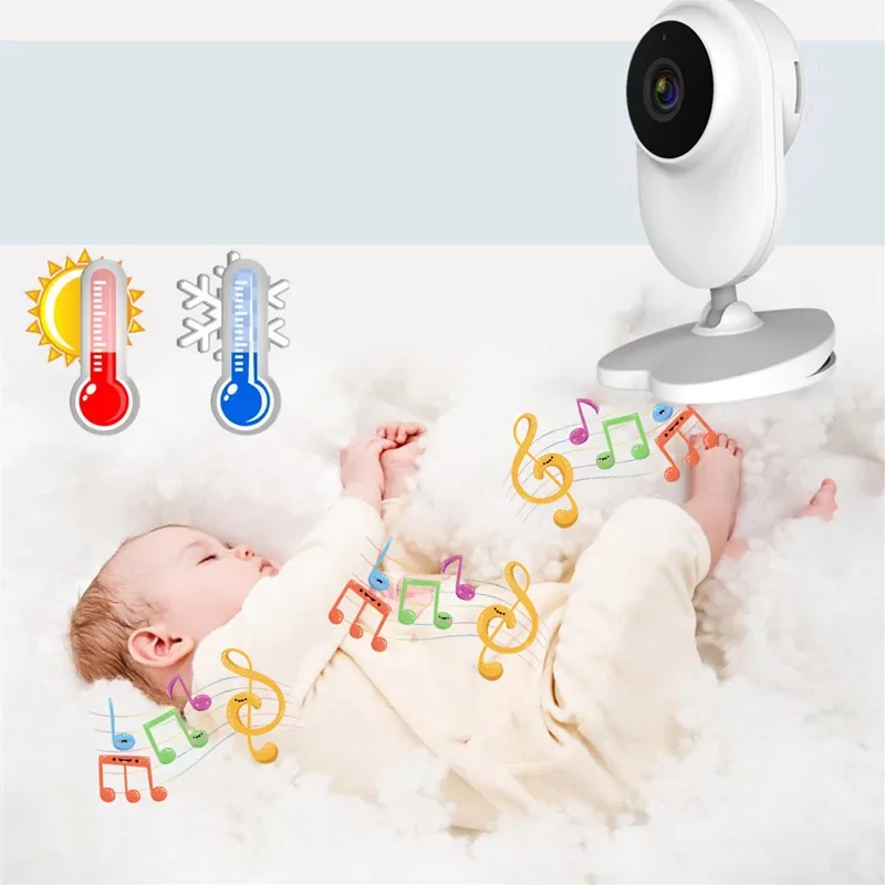 Baby 2.4G Monitor digitale wireless Monitoraggio della temperatura Riproduzione musicale Citofono bidirezionale Allarme di controllo vocale Schermo HD da 4,3 pollici