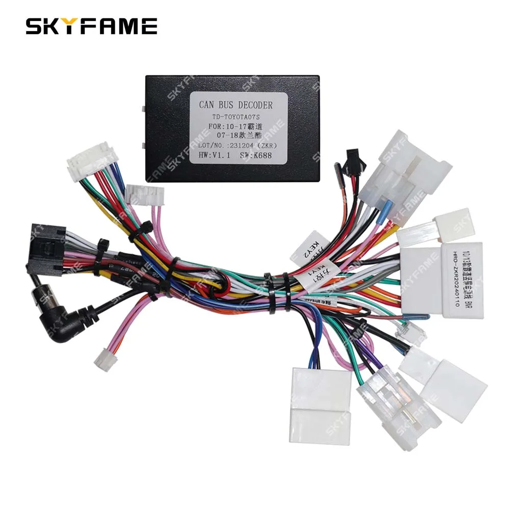 SKYFAME-Adaptador de cablagem de carro, Canbus Box, Decodificador Tesla Rádio Android, Cabo de alimentação para Toyota Prado Land Cruiser