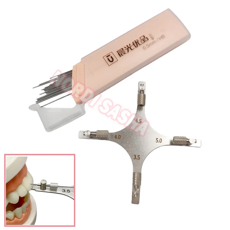 

1Pcs Stainless Steel Cross Type Dental Orthodontic Bracket Positioning Gauge High precision Bracket Positioner with Pencial Lead