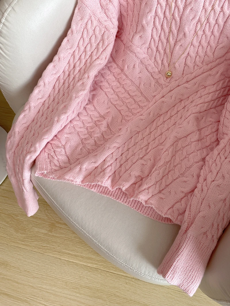 Koreaanse Lazy Sle vrouwen Gebreide Trui Herfst Nieuwe Faion Zoete Zachte Lange Sve Overhead Truien Casual Pendelen Loose Fit