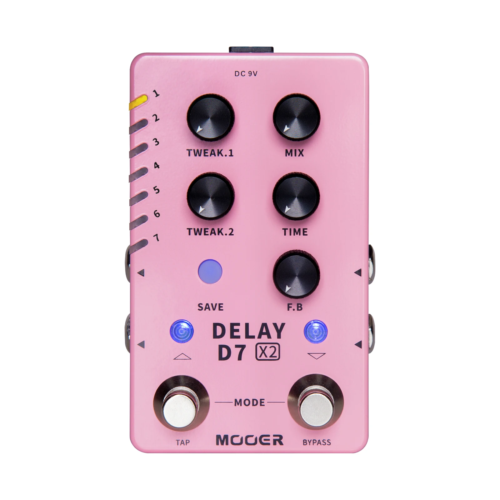 

MOOER D7 Delay X2 Гитарная педаль эффектов Двойной ножной переключатель Стерео педаль задержки Эффект с ручкой пинка 14, встроенные стереоэффекты задержки