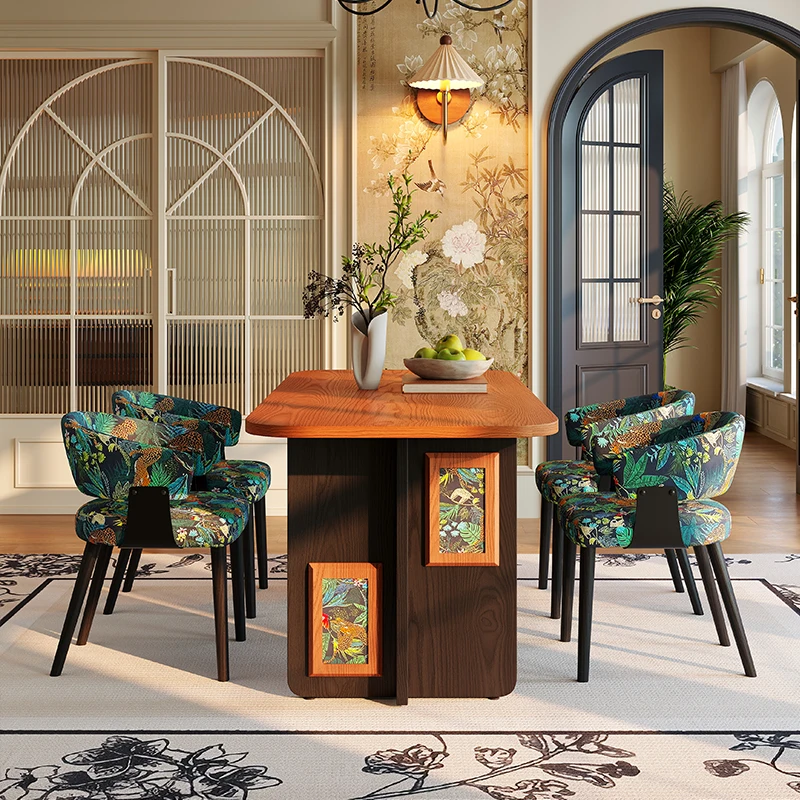 

-For antique solid wood dining table small apartment home restaurant retro island table designer creative dining table and cha*