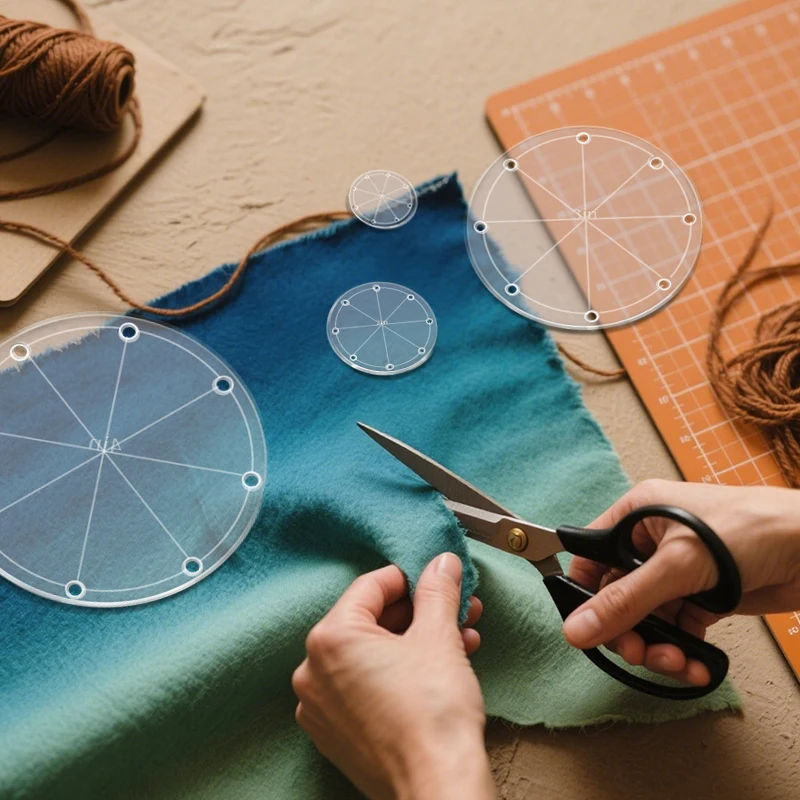 YOMDID 4 قطعة قالب خياطة اللحف من الأكريليك الشفاف المستدير DIY أداة خياطة القطع بنمط دائري هدية العيد مواد يدوية