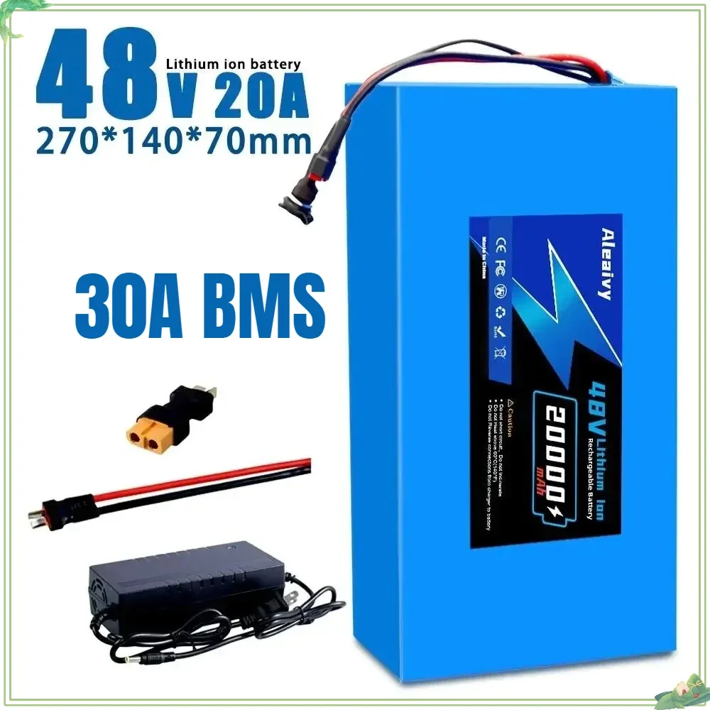 

Aleaivy 48V 20Ah Ebike Battery 30A BMS 350W 500W 750W 1000W Motor 18650 Cell Lithium Pack For E Bike Bicycle Electric Scooter