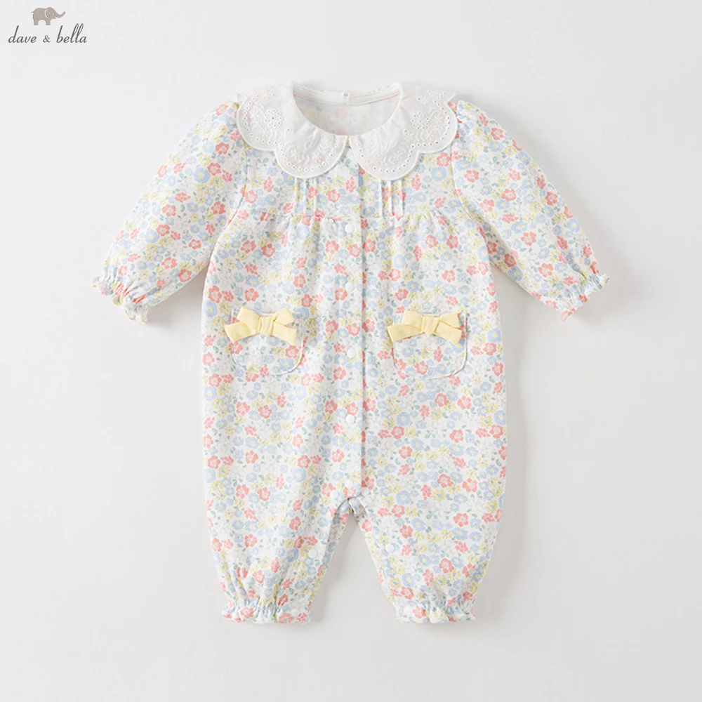 

Комбинезон Dave Bella для малышей, весенний комбинезон для девочек, модный милый хлопковый комбинезон с цветочным принтом для новорожденных, удобный милый DB1230443