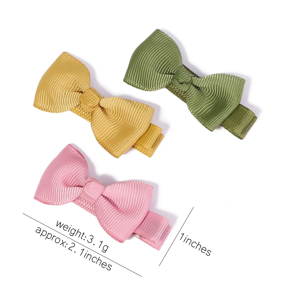 10Pcs/Set 2\'\' Solid Color Bowknot Hair Clips For Cute Girls Ribbon Handmade Bows Hairpin Barrette Headwear Kids Hair Accessories