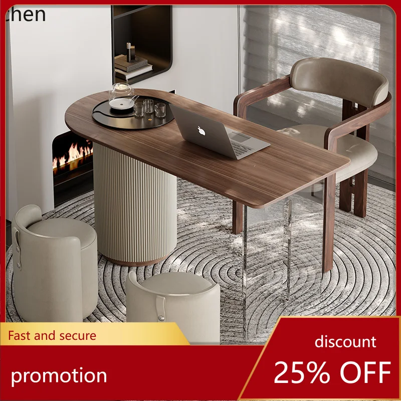 HXL Balcony Tea Table Desk Integrated Dual-use Small Tea Table Solid Wood High-end Feel Automatic Watering