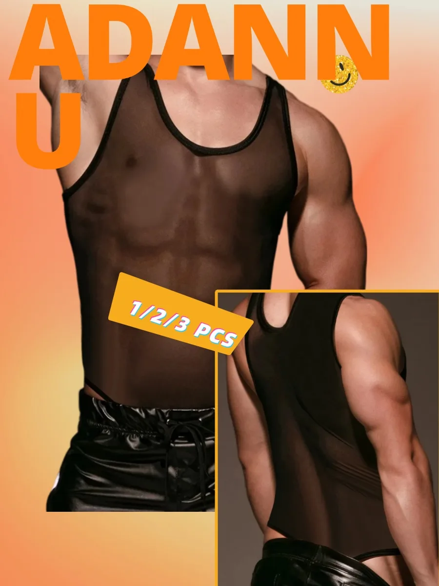 

1/2/3PCS Fitness Faja Para Hombre Compression Shirt Sexy Sleeveless Thin Rompers Underwear Skinny Fashion Male Bodysuits Thongs