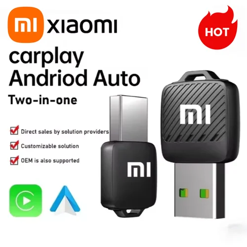 Imagen 1 del producto Xiaomi 2 en 1 adaptador inalámbrico Android Auto Dongle CarPlay inalámbrico sistemas inteligentes de coche AI caja inteligente para coche CarPlay con cable