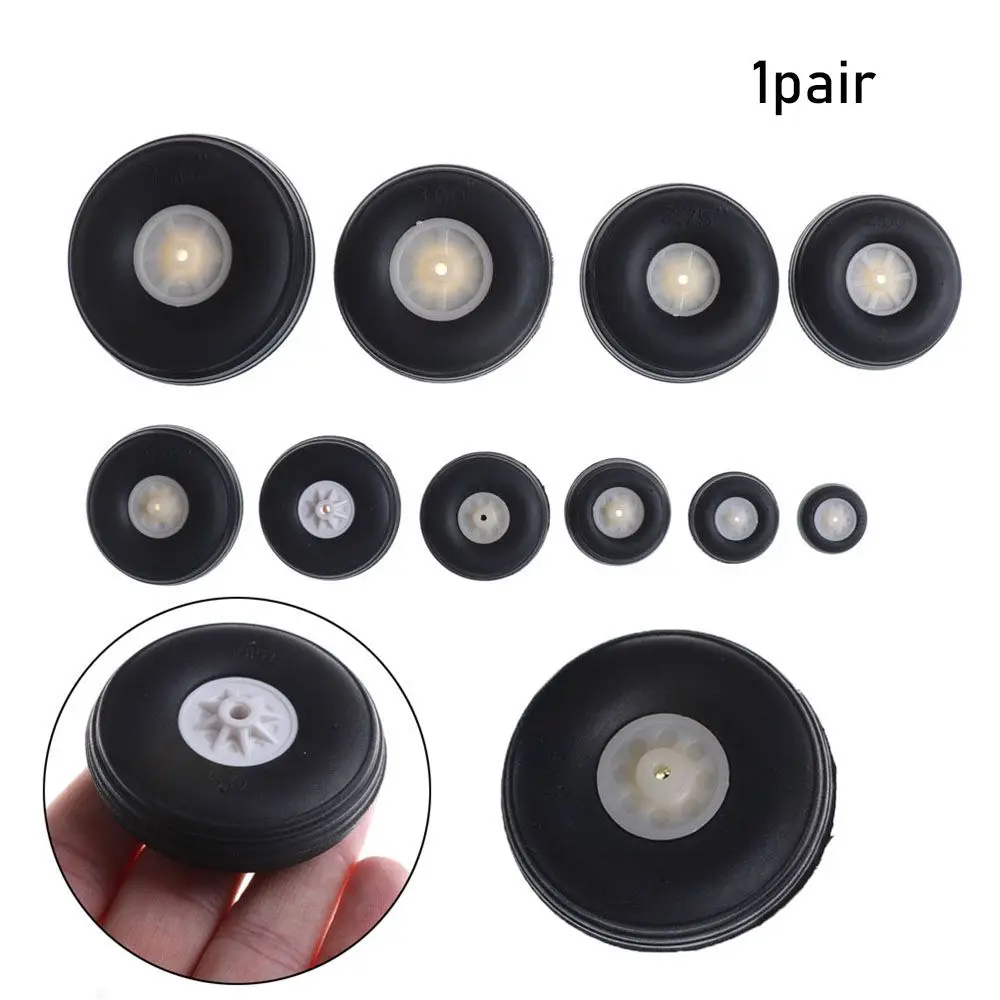 

1 Pair 1" - 3" Inch Black Rubber PU Tail Wheel for RC Airplane Replacement Plastic Hub Plane Toy Parts Accessories