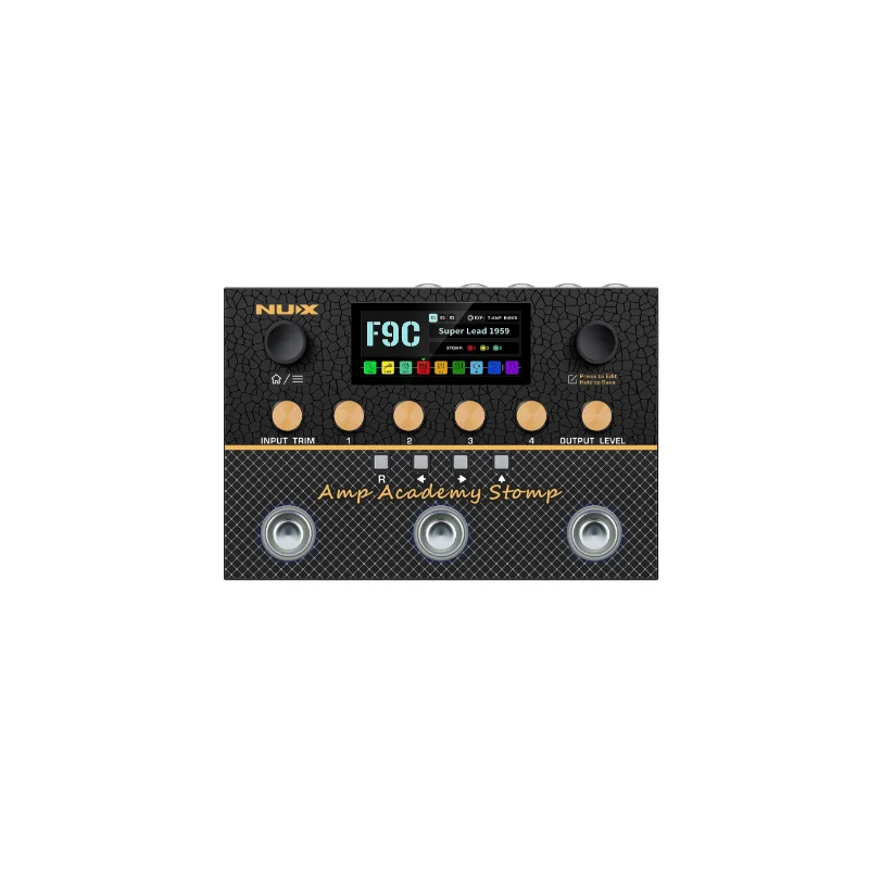 NUX Amp Academy Stomp Modeler - 3 interruptores de pie, modelado TSAC-4K, Cyber IR, latencia de 2 ms, control de aplicación Bluetooth