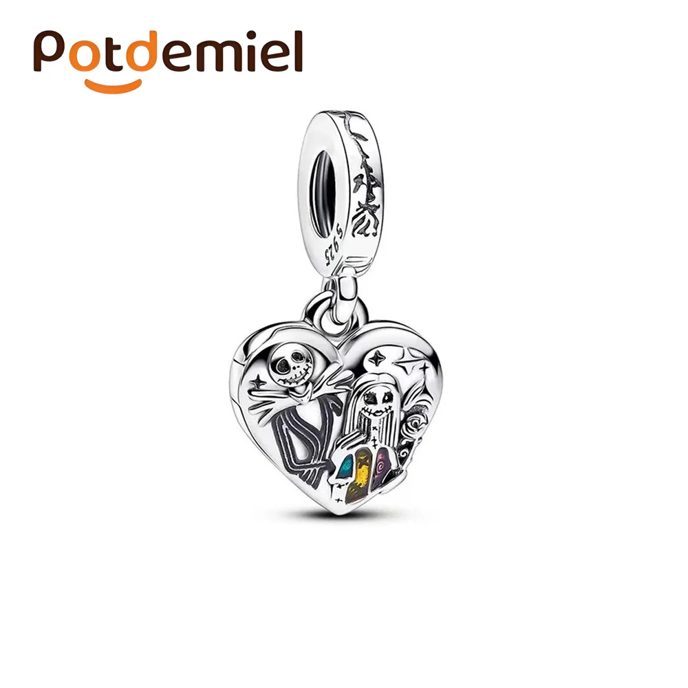 Potdemiel Disney 925 Silver Minnie, Mickey, Tinker Bell And Maleficent Pendant Bead Necklace Bracelet Diy Birthday Gift view 5