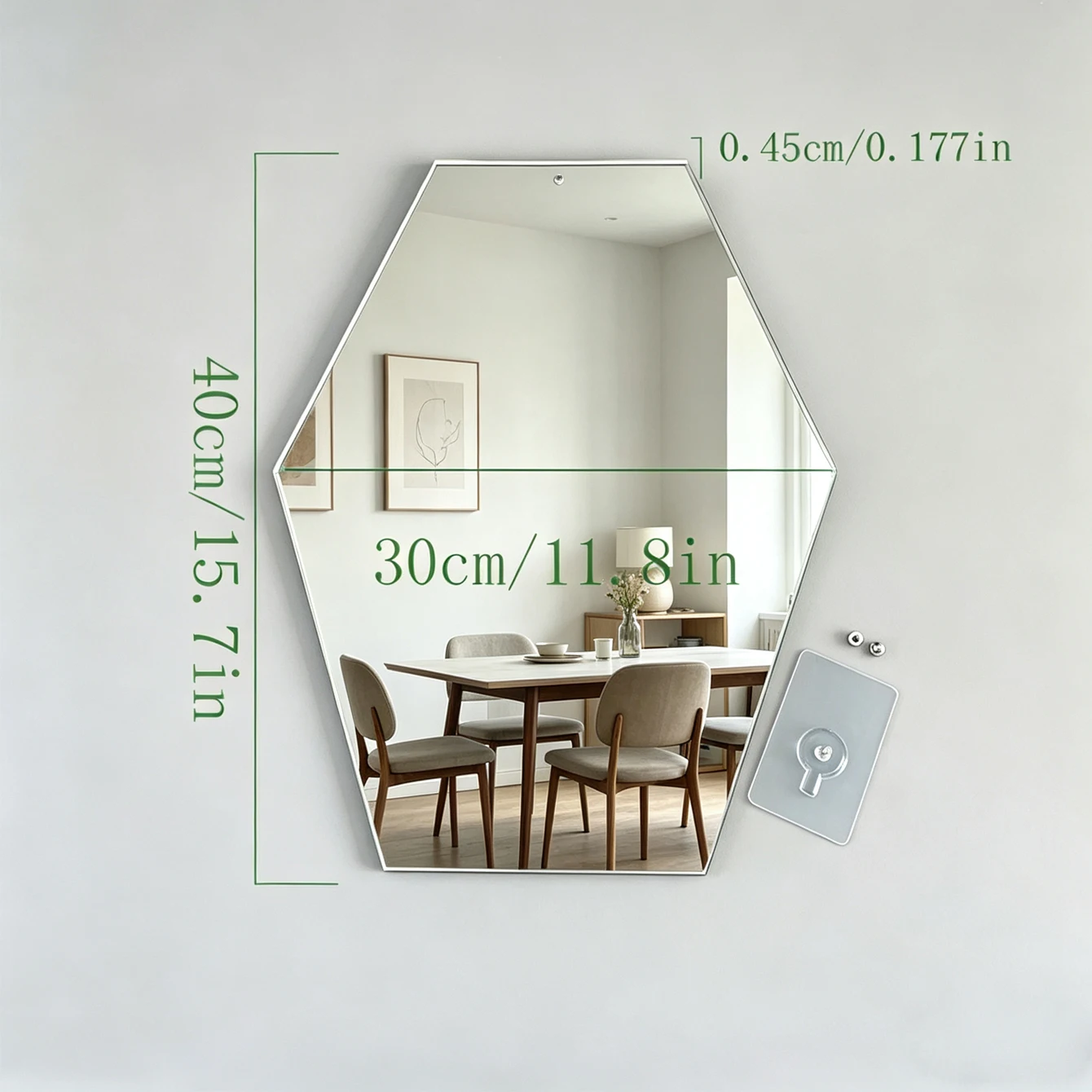 Hexagonal bathroom makeup mirror, living room display mirror, large non glass acrylic mirror, ceramic tile decorative mirror, su