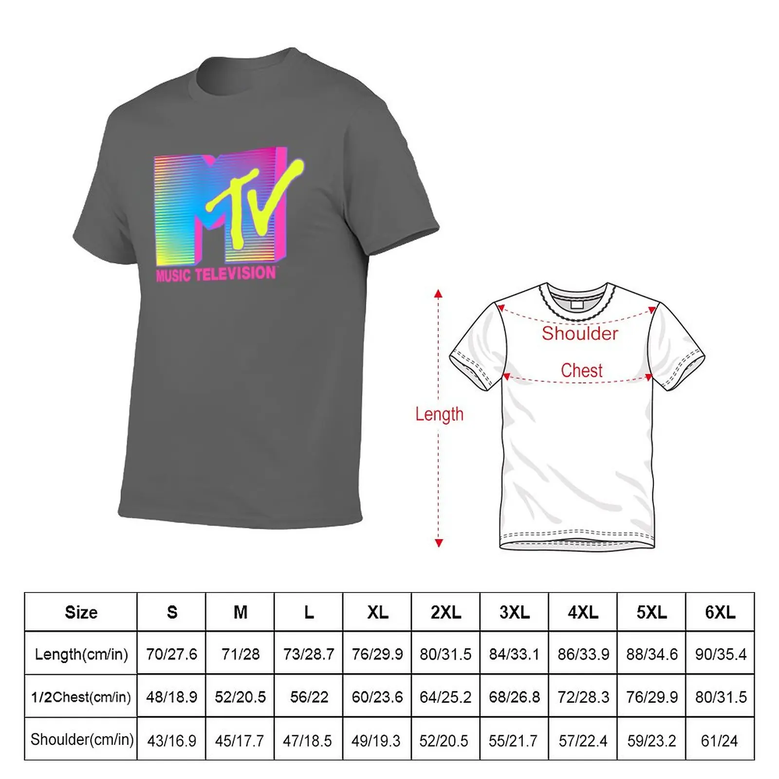 New MTV Fluorescent Music Television Logo T-Shirt Short t-shirt T-shirt short black t-shirts for men