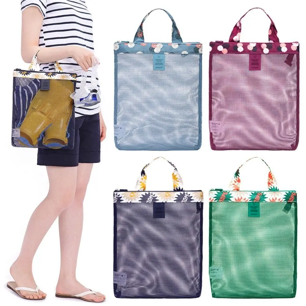 

Модная сетчатая сумка для хранения, прозрачная, многофункциональная, с цветочным узором, большой вместимости, для душа, косметики и плавания, для активного отдыха