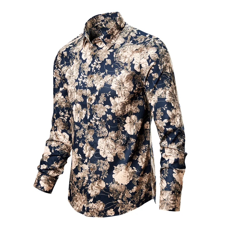 

Men's Hawaiian Shirt Vintage Clothing Floral Shirt Korean Clothing Men's Fashion Beach Men's Clothing Long Sleeve Shirt Top