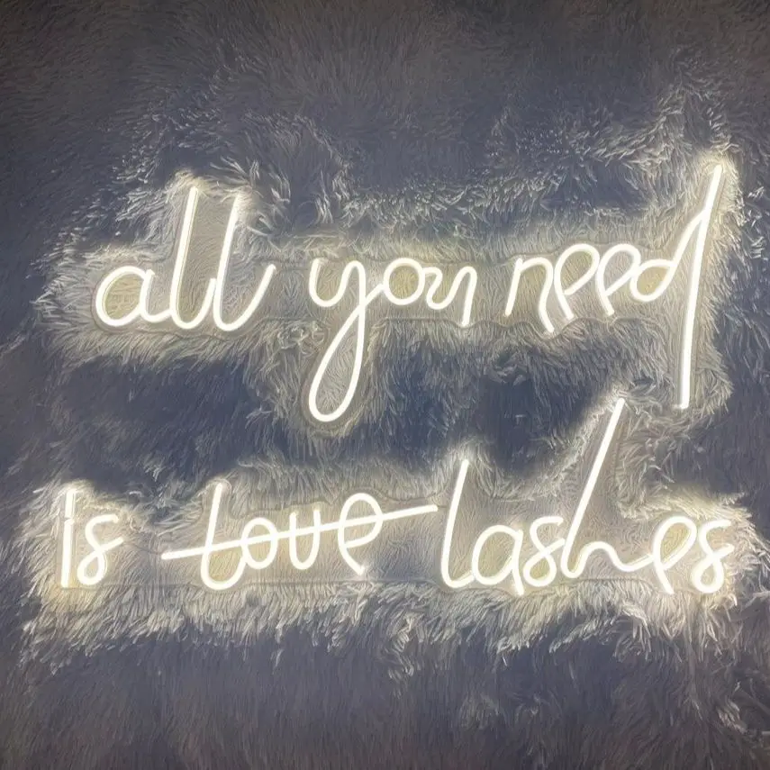 All You Need Is Love Lashes Custom Neon Sign Handmade Wedding Neon Sign Bridal Party Reception Decor Neon Lighting Wedding Gift