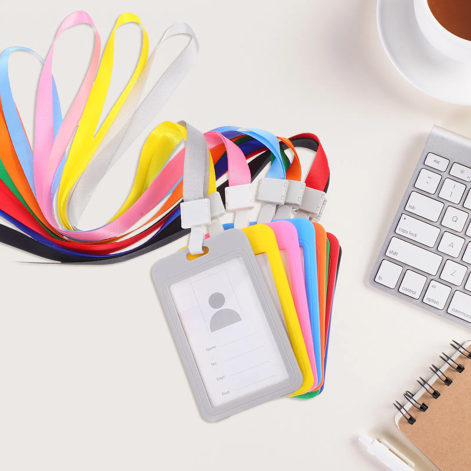 9Pcs Dual Sided Plastic Card Holder with Sturdy Lanyard for Work Id School Id Transit Pass Driver License Bus Metro Card Staff