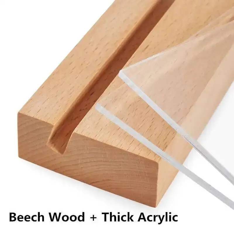 2Pcs 90X60MM Table Number Place Card Holder Wood Base Acrylic Sign Holder Display Stand Price Label Paper Tags L Shape