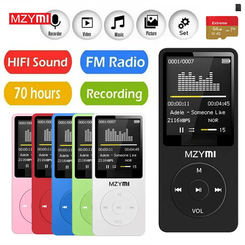 

MZYMI MP3 MP4 Player FM Radio Digital Display Media Bluetooth Walkman Pocket Audio Walkman Walking Music Player