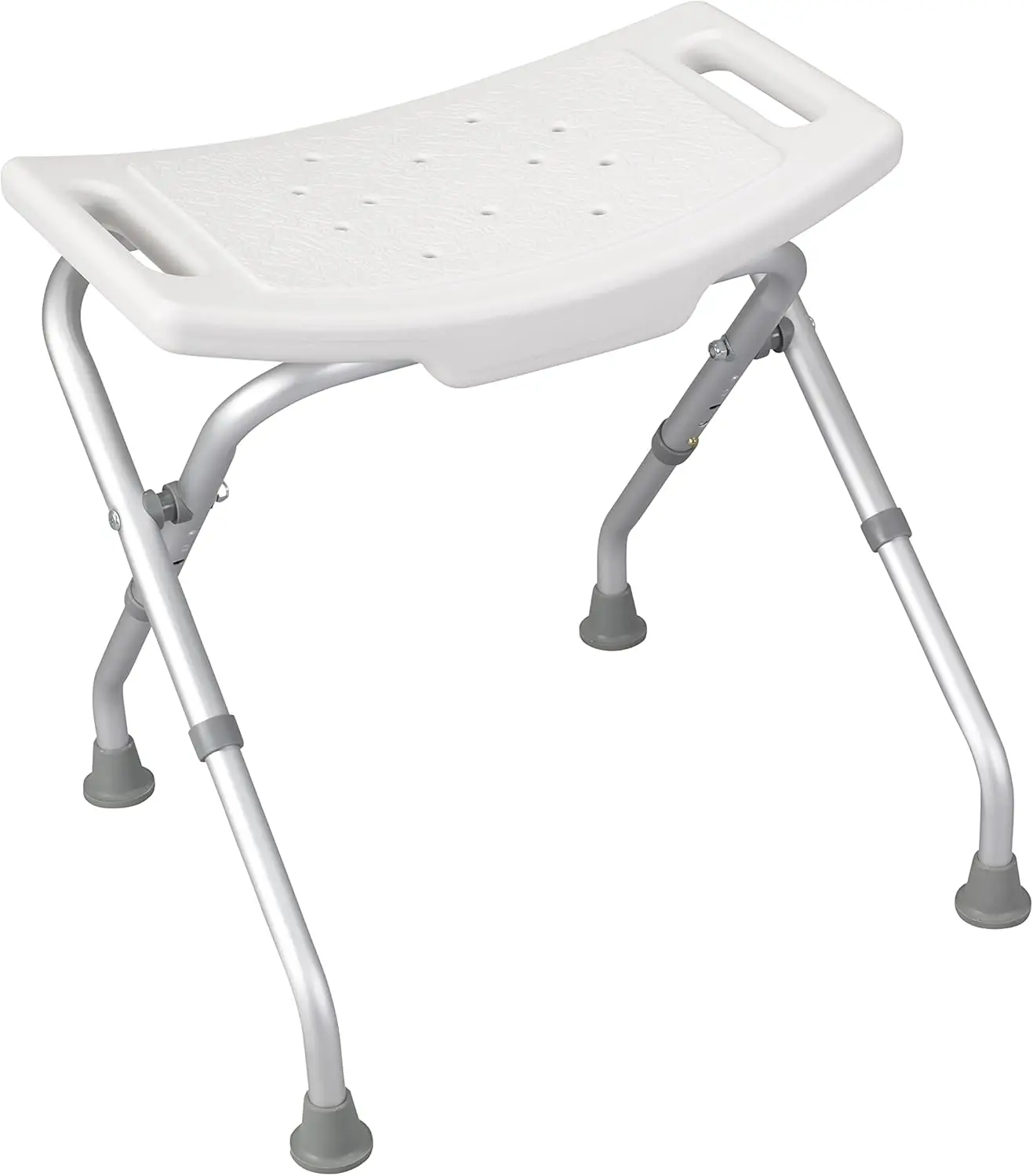 

Folding Shower Chair with Drainage Holes and Handles, Supports Up to 300 lbs, White - Easy Storage Bath Bench