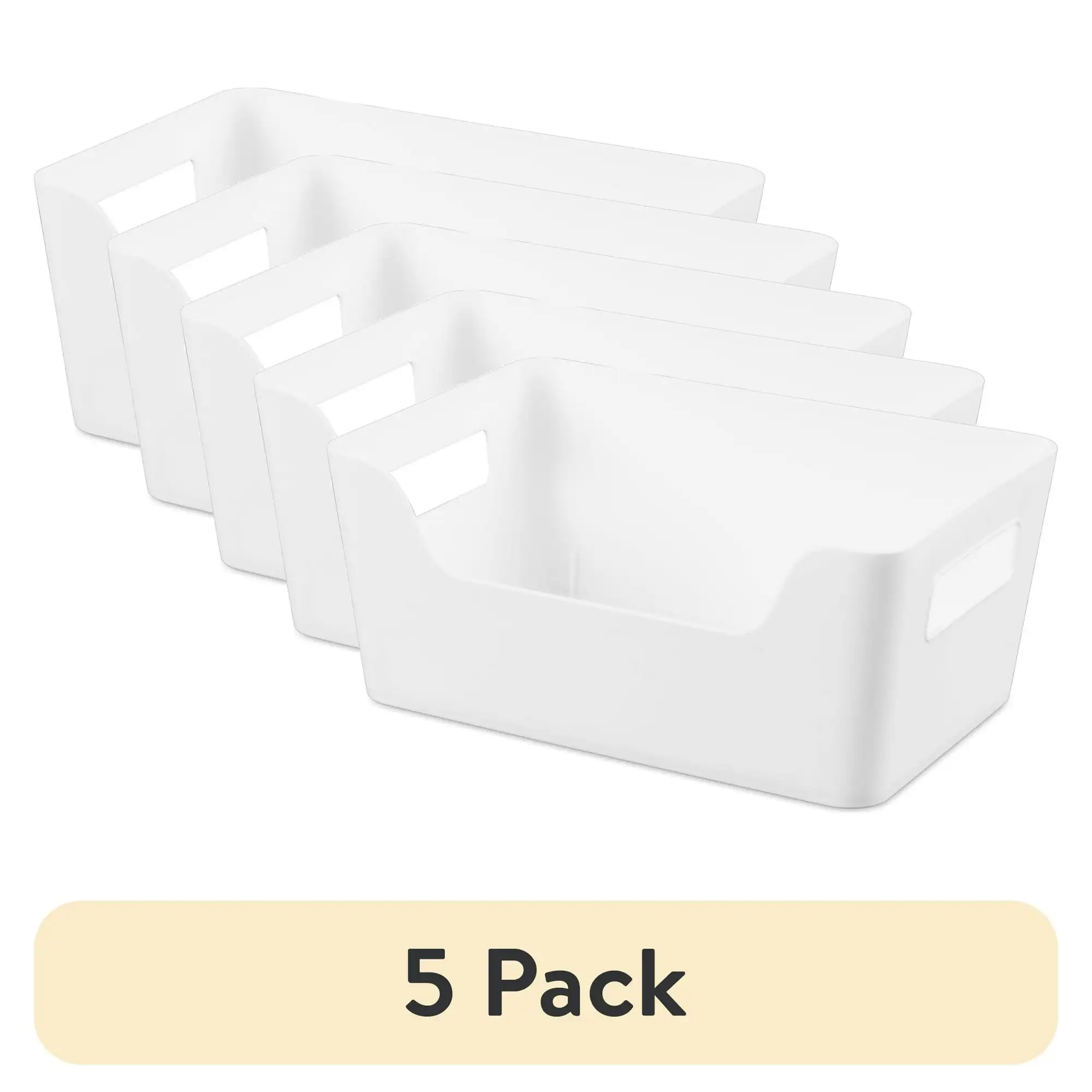 (5 pack) Mainstays 2-Pack Small Easy Access Bins Plastic, White