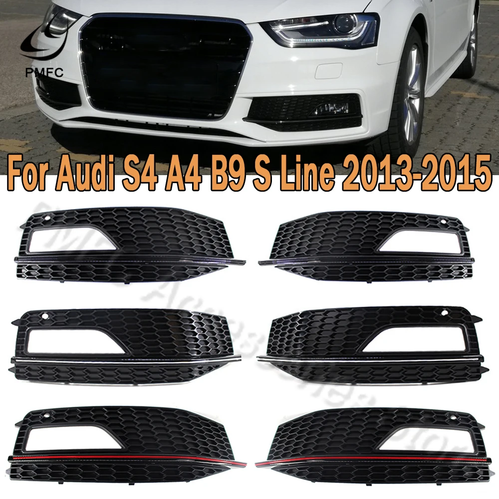 

PMFC Front Bumper Grill Grille Grid Fog Lamp Light Lower For Audi S4 A4 S Line Sport 2013 2014 2015 8K0807681L 8K0807682M