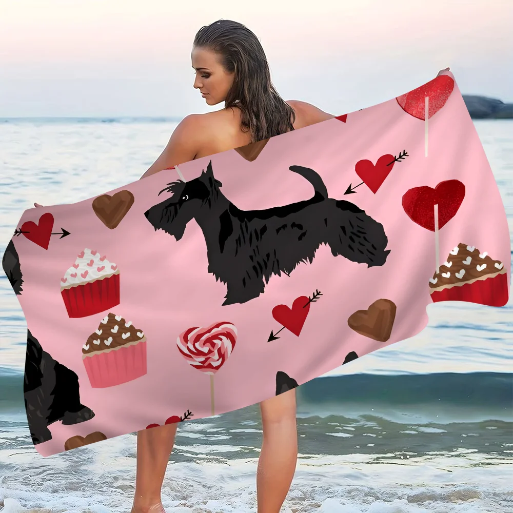 

Cartoon Scottish Terrier Cartoon Beach Towel Cute Kawaii Room Decor Bath Girls Children Hand Towels For Bathroom Shower