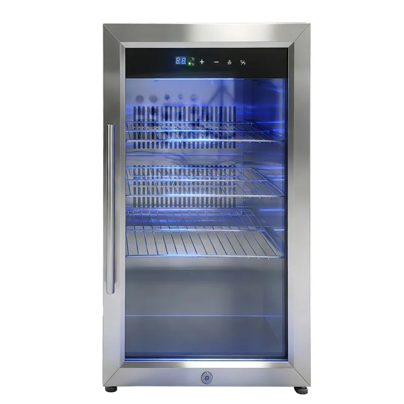 Airo Mini Commercial Refrigerator Stainless Steel and Glass Door Fridge for Household Outdoor Kitchen Free-standing Installation