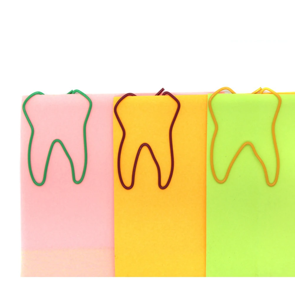 

50 Pcs Tooth Paper Clip Cartoon Clips Shaped Party Keepsake Pin Gift Photo Metal