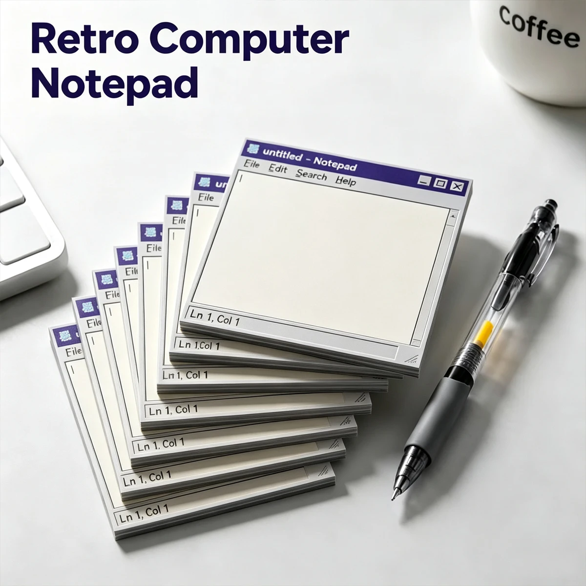 2-10packs Vintage Computer Sticky Notes, Retro Notepad Memo, Old-fashioned Windows-style Self-adhesive Reminder Notes,for Office