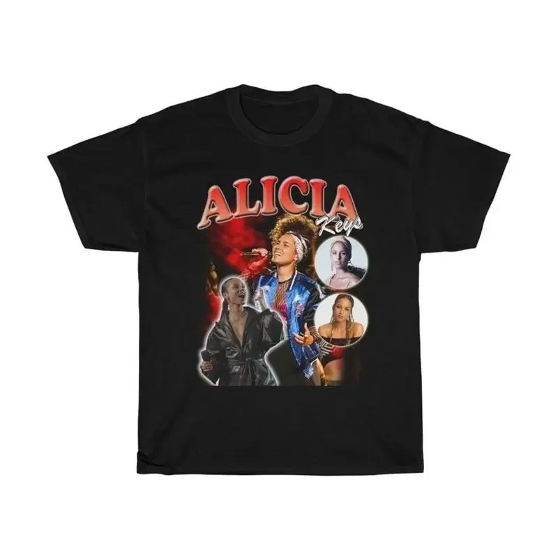 Alicia Keys Hiphop Rnb Schwarzes Herren-T-Shirt in allen Größen C136