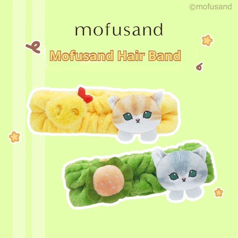 Genuine Mofusand Hairband Anime Accessories 100% Polyester Shark Cat Fried Shrimp Burger Plush Hairband Girl Gift