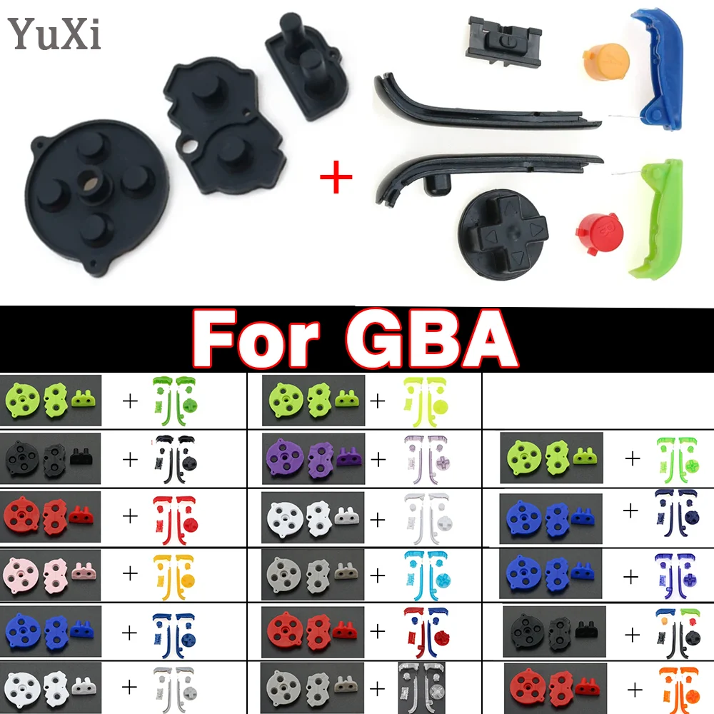 1Set Volledige Knoppen Voor Gameboy GBA D-Pad AB LR Knop Sleutel Voor Nintend Gameboy Advance Geleidende Rubber siliconen Knop Pad Kit