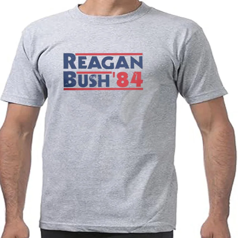 Imprimé hommes T Shirt Reagan Bush '84 hauts t-shirts à manches courtes conservateur républicain GOP O cou vêtem