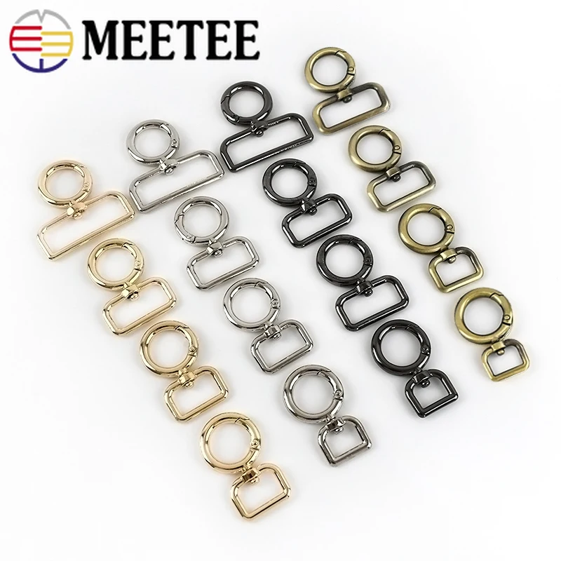 Meetee 5Pcs 12-38mm Metal  Bag Strap Buckles Dog Collar Keychain Connector Hooks Clasps DIY Bags Clothing Hardware Accessories