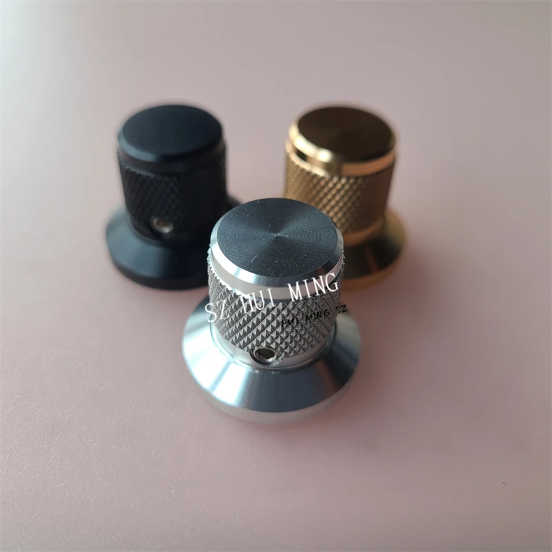 2Pcs Aluminum Alloy Knob Black Knurled Potentiometer Knobs Cap 25*22mm None Mark Switch Encoder Volume Control For Amplifier
