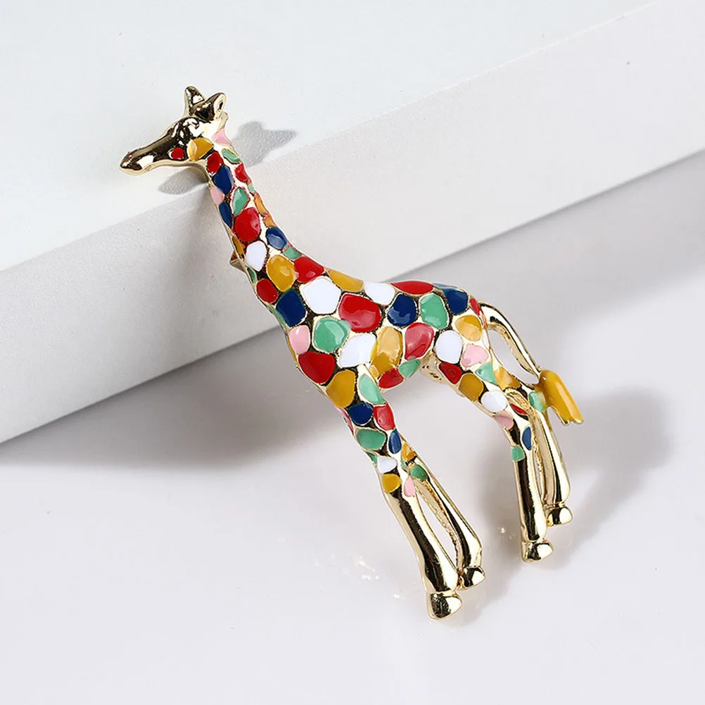 

Rhinestone Brooch Pin Colorful Giraffe Animal Design Women's Fashion Jewelry Shiny Enamel Gift for Bride Mother Daughter Stylish