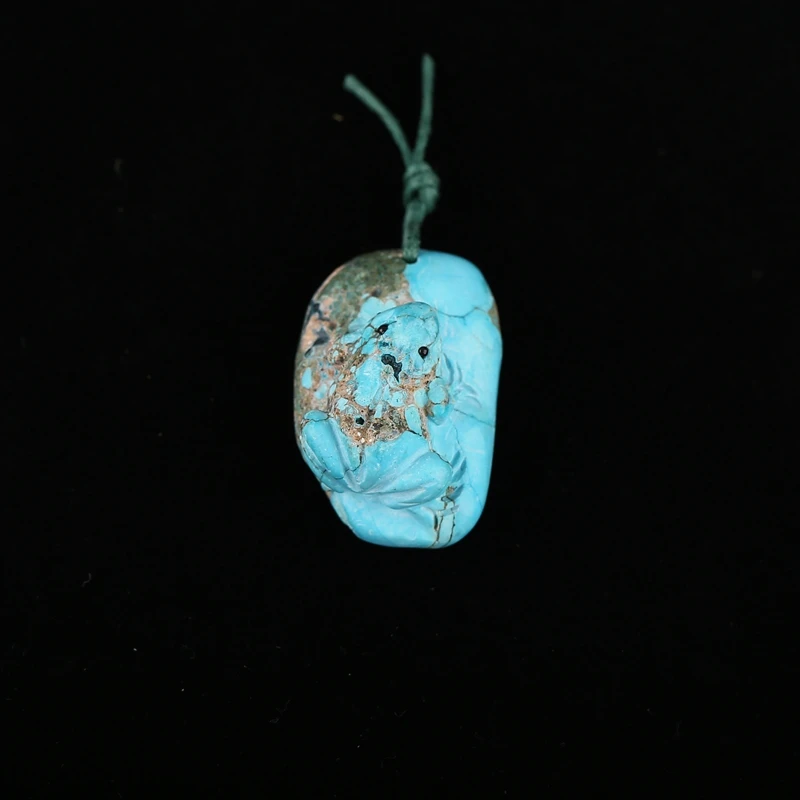 Natural Blue Howlite Frog Pendant Necklace Beads Carved 39x25x19mm 23.7g Semiprecious Stone DIY Fashion Jewelry Accessories