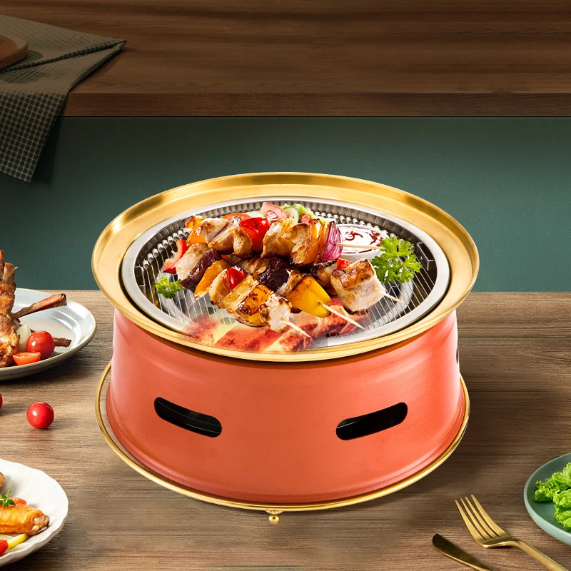 Premium Korean Style Indoor Smokeless Charcoal Grill with Stainless Steel Base Support Portable & Deep Fryer Function