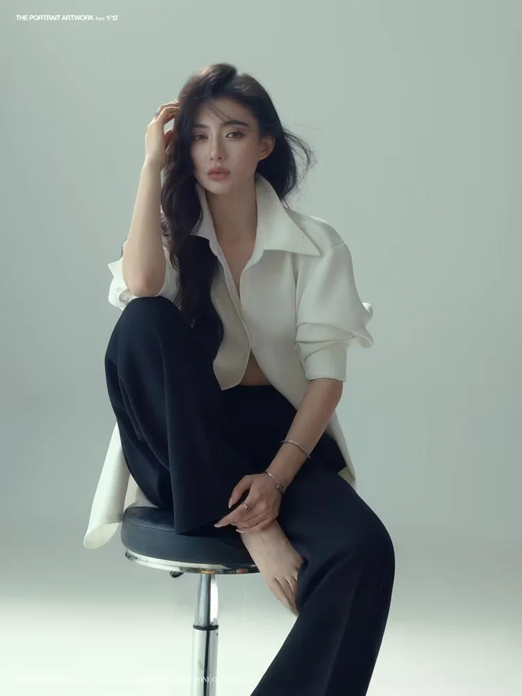 

Новая коллекция 2026: Женская модная рубашка в корейском стиле для портретной фотосъемки, высококачественный художественный костюм для фотосессий