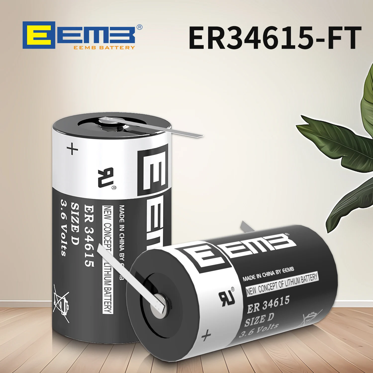 

EEMB Factory Store 3.6V D size Lithium Battery ERbattery34615-FT With solder pads/solder legs Non rechargeable(2PCS)