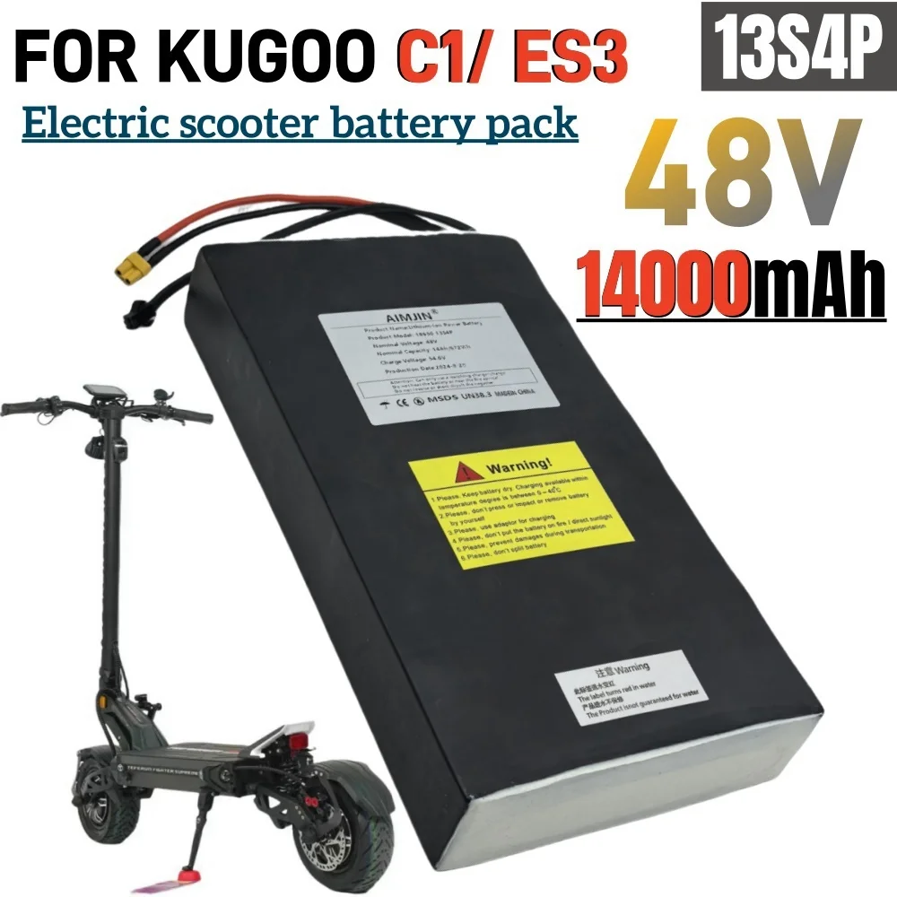 

48V Scooter Battery 14Ah/14000mAh for Kugoo C1/C1 Plus /ES3 Scooter 13s4p Lithium ion Battery Pack with BMS