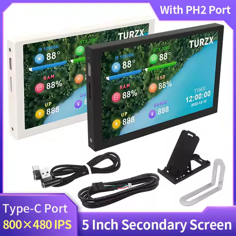 5 Inch IPS TYPE-C Secondary Screen IPS LCD Display for Mini ITX PC Case 800x480 CPU GPU RAM HDD USB Monitor Not Use AIDA64