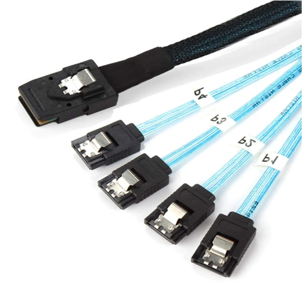 

Internal mini SAS 36PIN(SFF8087) TO 4*SATA 7PIN female with latch 90 degree Breakout Cables 0.5m/1m