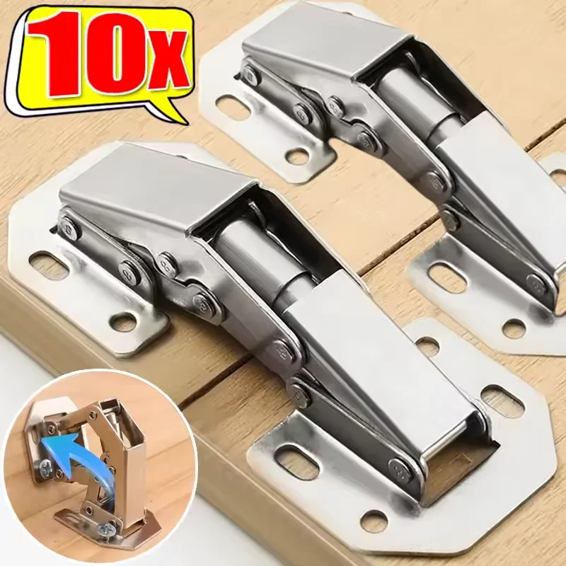 

6/10/20PCS 90 Degree Steel Cabinet Hinges No-Drilling Buffer Hinge Kitchen Cabinet Cupboard Hinges DIY Furniture Hardware Tools