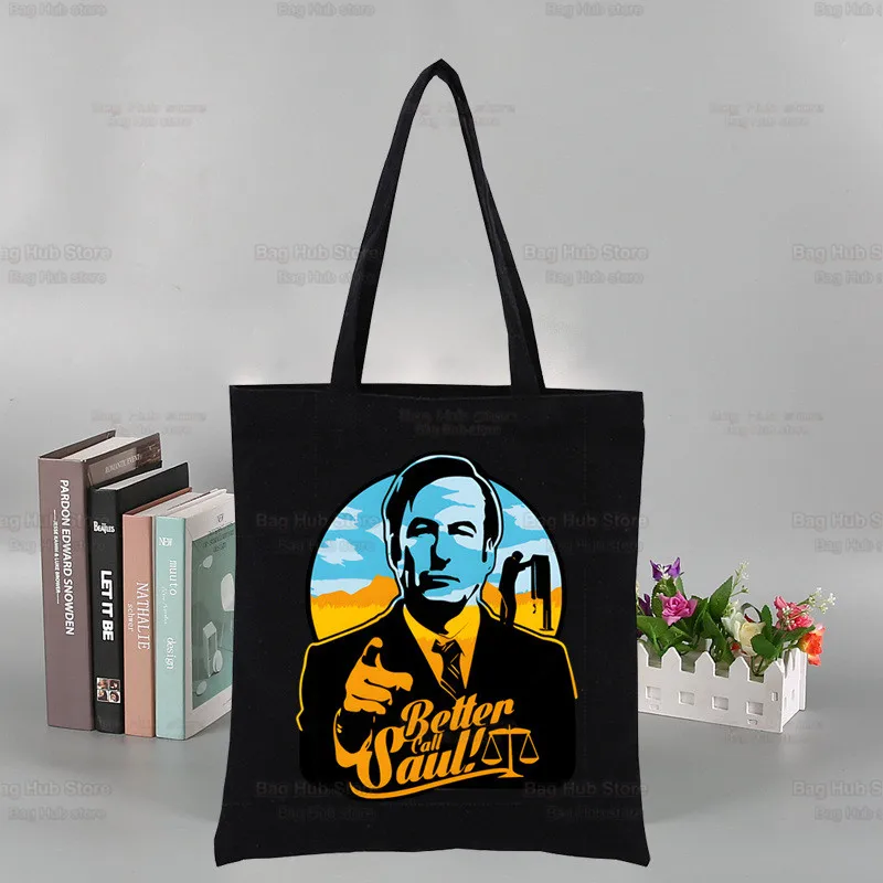 Better Call Saul Breaking Custom Tote Bag Shopping Original Design Black Unisex Travel Canvas Bags Eco Foldable Shopper Bag