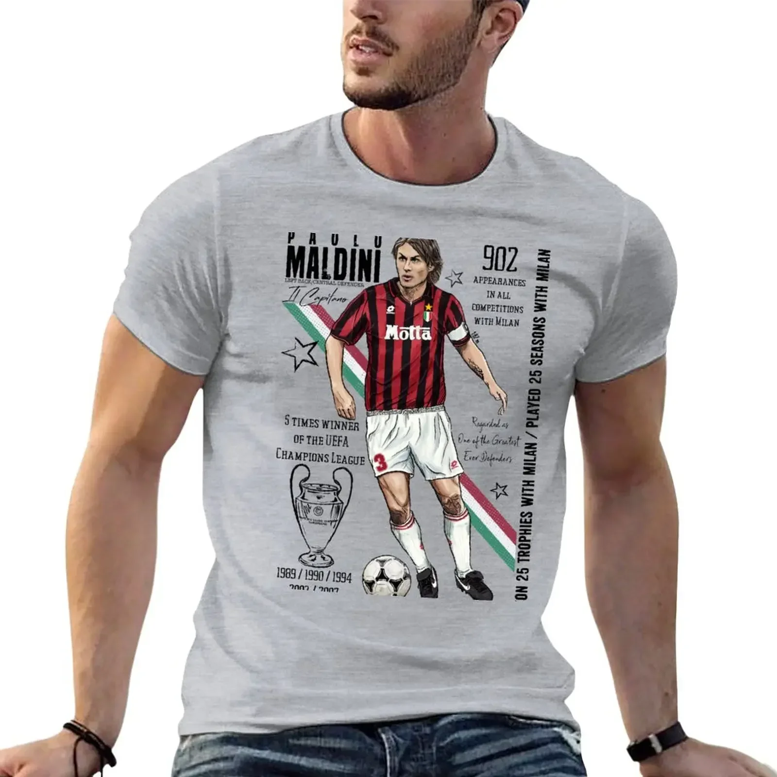 oversized animal prinfor boys sublime mens tall t shirts Maldini - ll Capitano T-Shirt 2024 Summer vintage  Short Sleeve