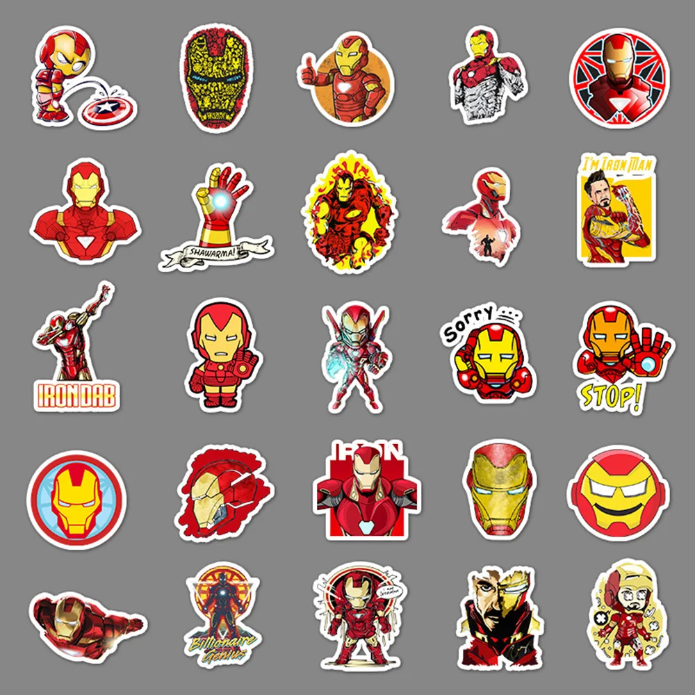 10/30/52PCS Disney Marvel Avengers Iron Man Stickers DIY Guitar Laptop Luggage Skateboard Graffiti Decals Fun for Kid Toys